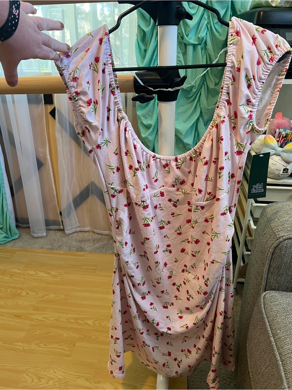 wild fable Pink Floral Scoop-Neck Mini Dress